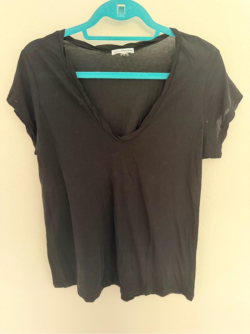 James Perse Black V-Neck Short Sleeve Tee - Lightweight Casual